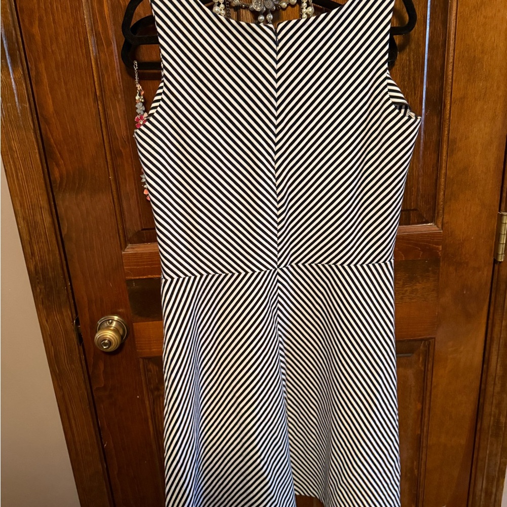 Talbots Diagonal Black and White Striped Top